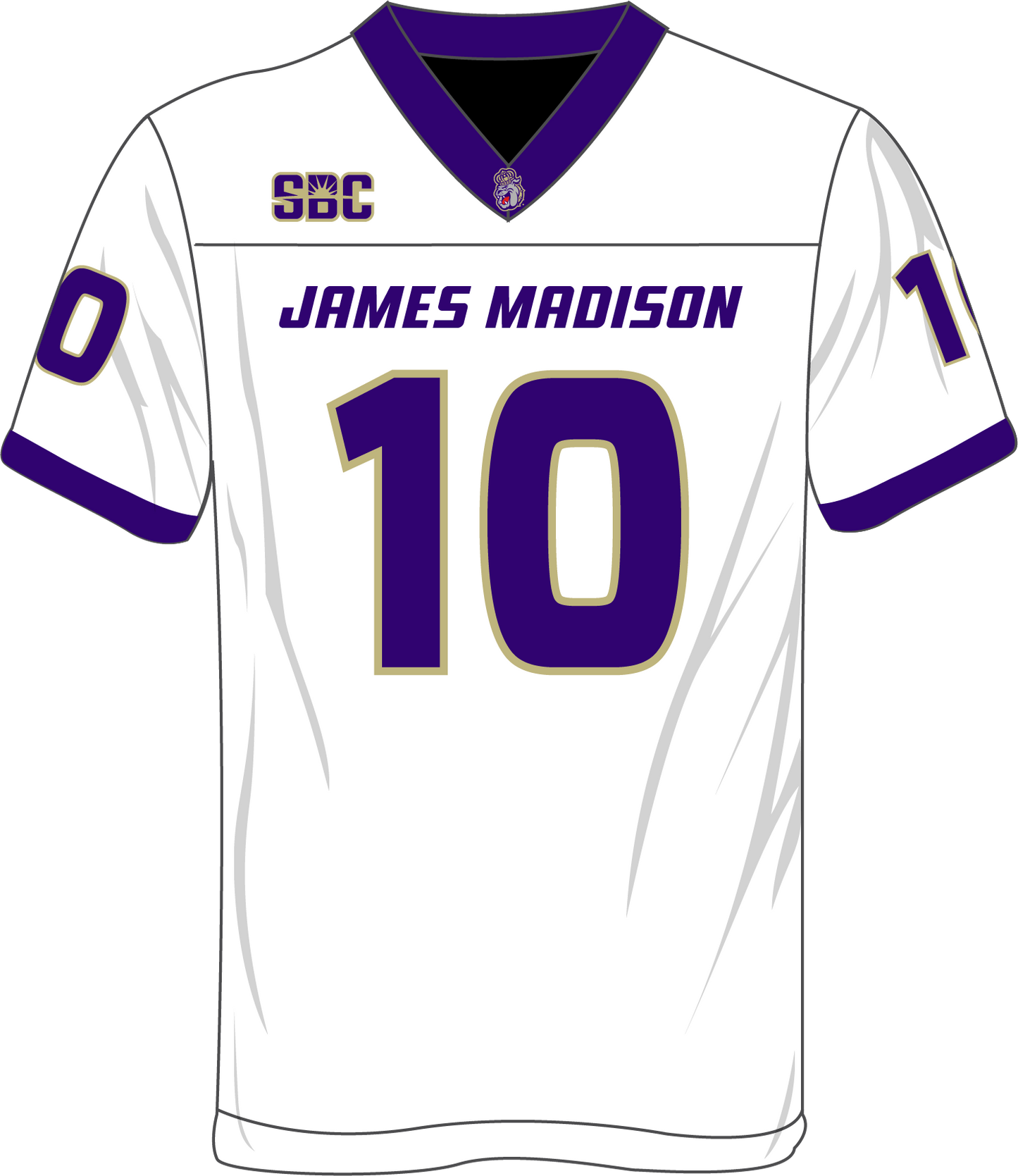 White J. Green #10 JMU Replica Away Football Jersey